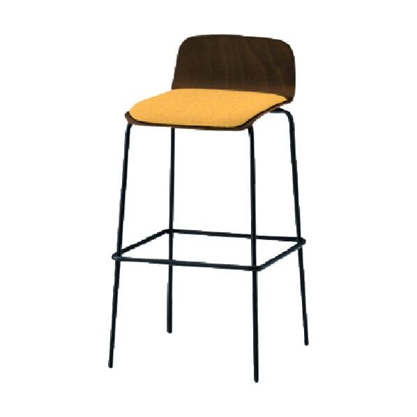 ノットワークハイチェア座パッド付 背座ラスティックビーチD・脚サテンブラック・布地ソフトイエロー KLL-123C-TNY5 1点