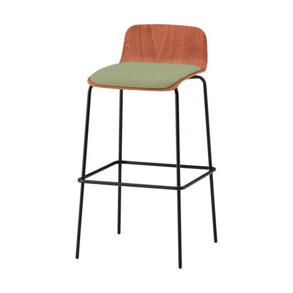 ノットワークハイチェア座パッド付 背座ラスティックビーチM・脚サテンブラック・布地アボカドグリーン KLL-123C-TTL8 1点