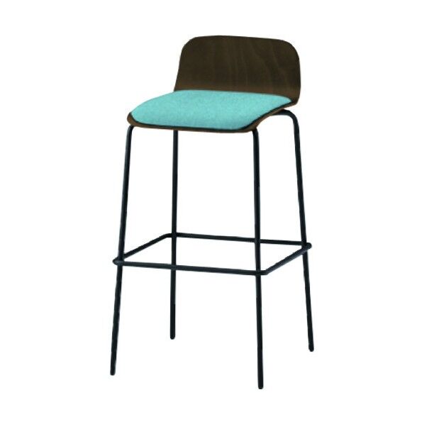 ノットワークハイチェア座パッド付 背座ラスティックビーチD・脚サテンブラック・ウレタンレザーインディゴブルー KLL-123DK-TNN2 1点