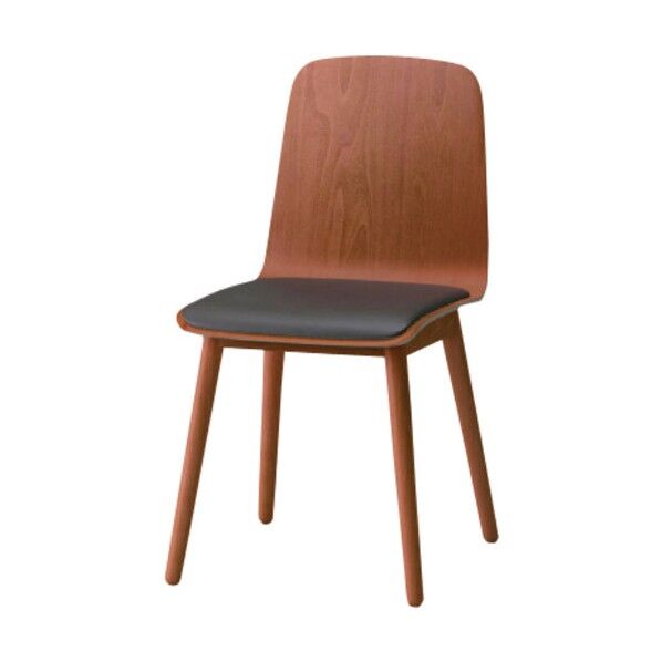 ノットワーク背座一体木脚チェア座パッド付 背座脚ラスティックビーチM・ウレタンレザーセピアブラウン KLL-124DK-MK1 1点