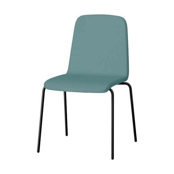 ノットワーク背座一体チェア張りぐるみ 脚サテンブラック・布地サックスブルー KLL-130C1-T1A4 1点