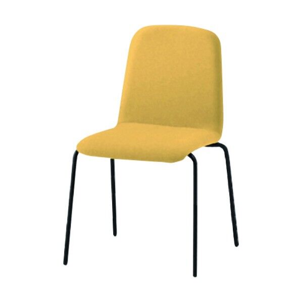 ノットワーク背座一体チェア張りぐるみ 脚サテンブラック・布地ソフトイエロー KLL-130C1-T1Y5 1点