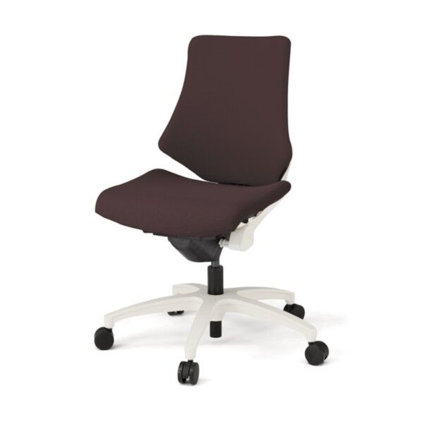 エフチェア クロスバック ローバック 脚ホワイト.布地チョコレートブラウン