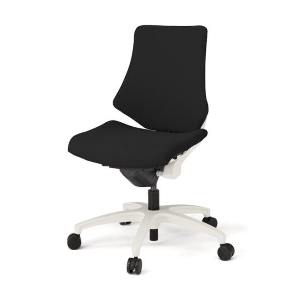 エフチェア クロスバック ローバック 脚ホワイト.布地ブラック