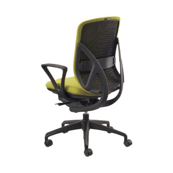 YERA クロスカバータイプ/背座同色 ハイバック リング肘 ランバーサポート無し イエローグリーン