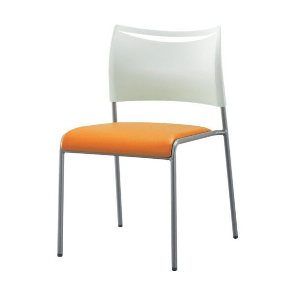 ミーティングチェアライタス4レザー張りオレンジ 525 x 445 x 765 mm LTS-4V-OG 4点
