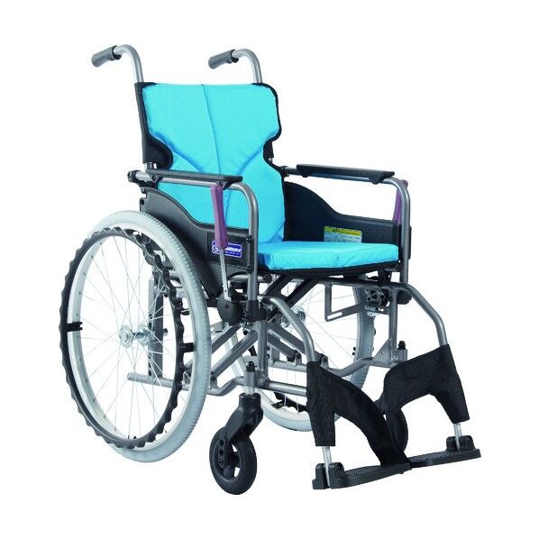 カワムラ アルミ製標準型介助用車いすKMD-A16-40-Mライトブルー