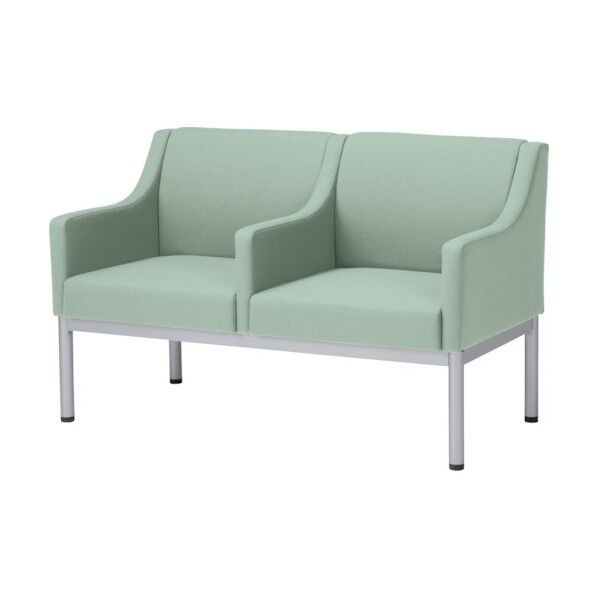 2人用全肘付ロビーチェア ライトグリーン MBC-201HE-LGRUO 1点