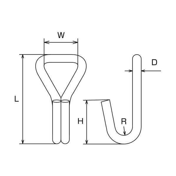 ステンレス ワイヤーフック 全長71mm BFT-2 1点