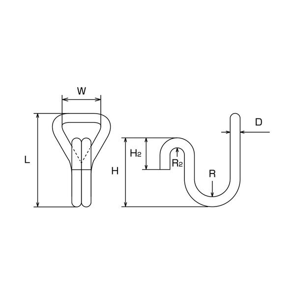 ステンレス ワイヤーフック 全長65mm BFTN-1 1点