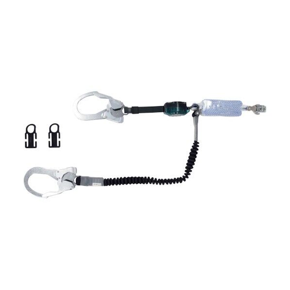 常時巻取り式と伸縮式の2丁掛けランヤード