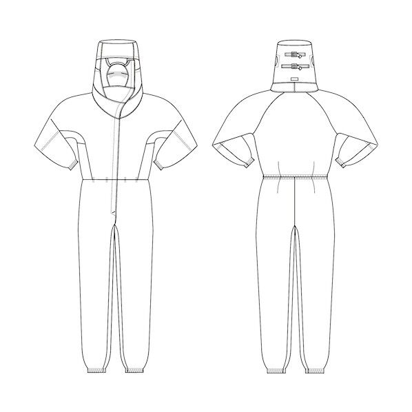 クリーンウェア フード・マスク一体型 つなぎ服 ホワイト SS VEYS140-W-SS 1点