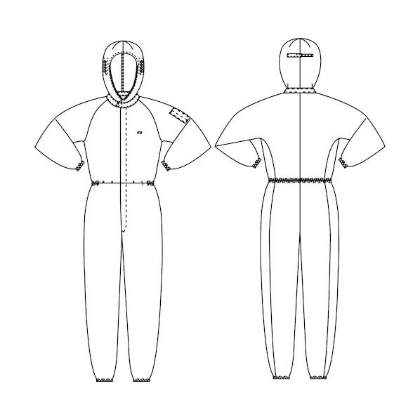 安全 クリーンウェア フード一体静電クリーンスーツ C1550G グリーン L C1550G-L 1点