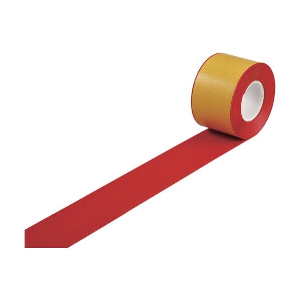 緑十字 高耐久ラインテープ 赤 100mm幅×10m 両端テーパー構造 屋内用 403084 1個