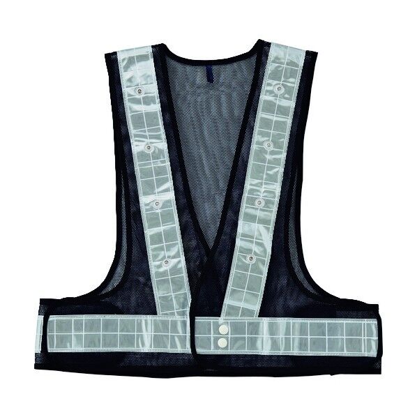 高輝度LED安全ベスト 紺/青発光/白反射 メッシュ生地 フラッシャーベスト‐BL フリーサイズ 238030 1個