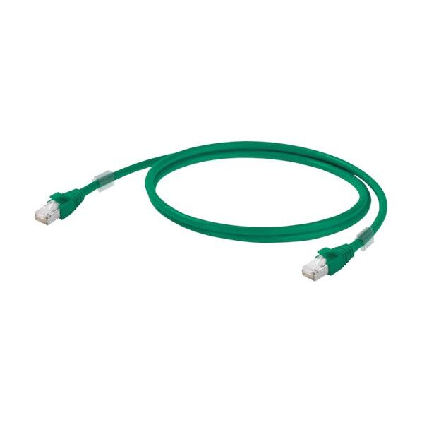 日本ワイドミュラー 両端RJ45コネクタ付き産業用イーサネットケーブル(二重シールド構造)緑色0.5m 1251590005 1点