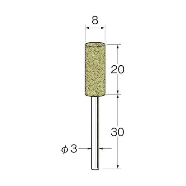 軸付セラミックゴム砥石(非金属研磨用)外径(mm):8粒度(#):180 R2233 10本