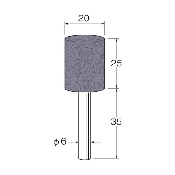 軸付セラミックゴム砥石(非金属研磨用)外径(mm):20粒度(#):320 R2275 5本