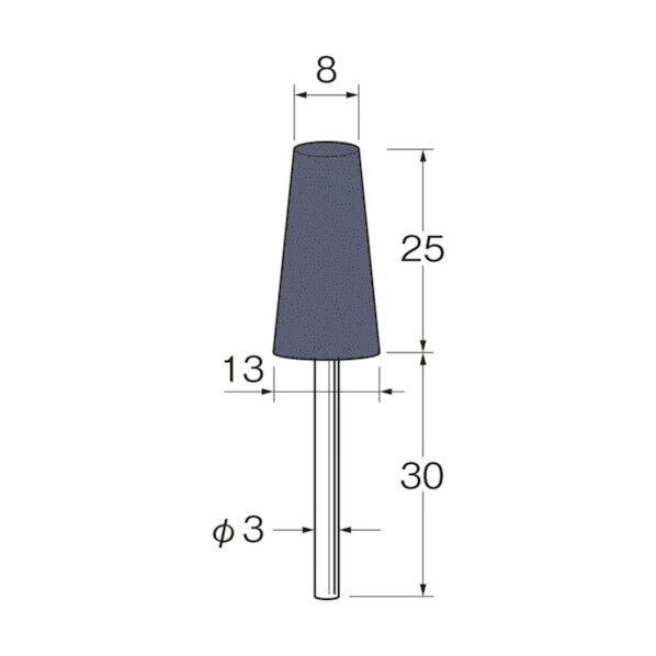 軸付グリーンカーボランダムゴム砥石外径(mm):8粒度(#):90 R3332 10本