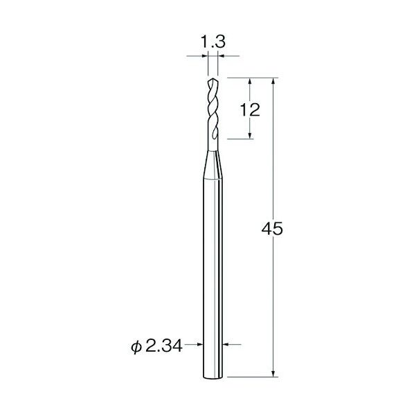 ツイストドリル(スチール鋼)刃径(mm):1.3シャンク径(mm):2.34 T2013 5本