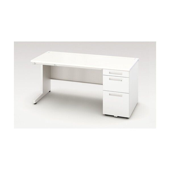 片袖デスク ロングレール仕様 XEHH167K-WH 1点