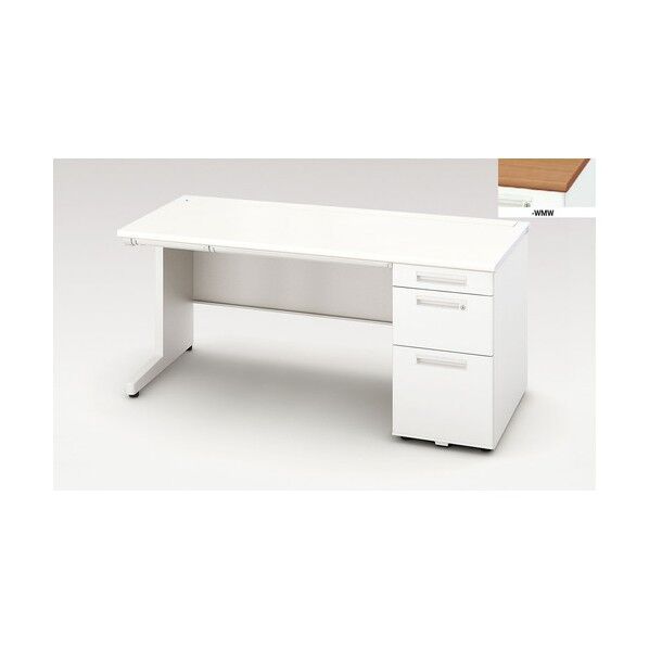 片袖デスク (ロングストローク引出し) XEHH167K-WMW 1点