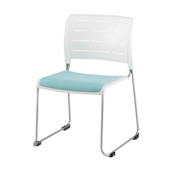 ループ脚会議用チェアー ミストブルー 脚色ホワイト E431F-S3-MBL 1点