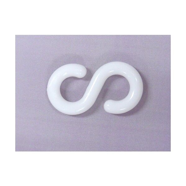 プラチェーン金具/プラスチックSフック 8mm(白 黄) PSH80 チェーン 50個