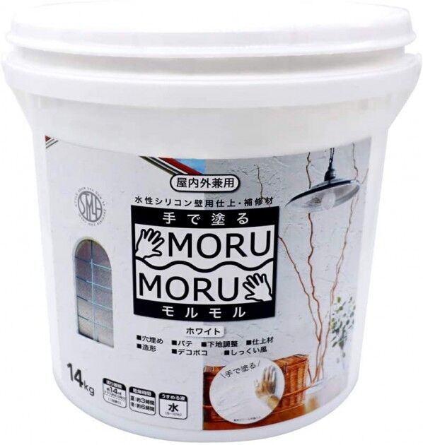 手で塗る塗料 STYLE MORUMORU(モルモル) ホワイト 14kg 1個