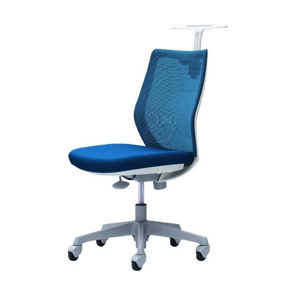 CG-M 肘無 背メッシュ ハンガー有 ホワイトボディ ゴムキャスター ミディアムブルー CG12XR FZK3 1点