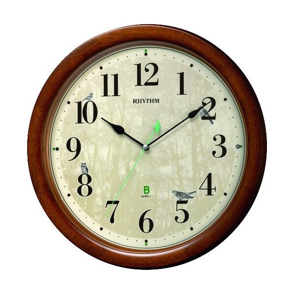 電波 壁掛け時計 日本野鳥の会共同開発 鳥の声報時機能付き 連続秒針 ブラウン 8MN408SR06 1点