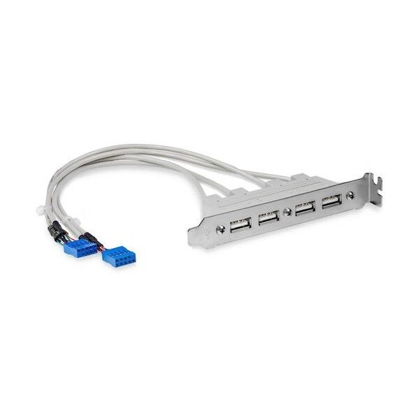 STARTEC.COM社 USB増設アダプター/USB 2.0/4x Aメス - 2x 10ピン IDC/PCケース マザーボードピンヘッダー接続 USBPLATE4 1本