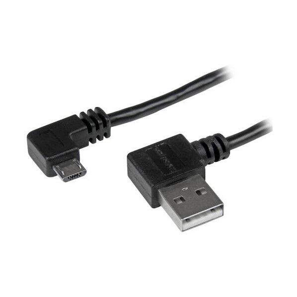 STARTEC.COM社 USB 2.0ケーブル/1m/Type‐A - Micro-B/両側L型右コネクター/オス-オス/ブラック/マイクロB USB2AUB2RA1M 1本