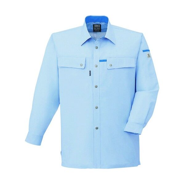 夏 長袖シャツ サックス色 6Lサイズ WA10459-13-6L 1点