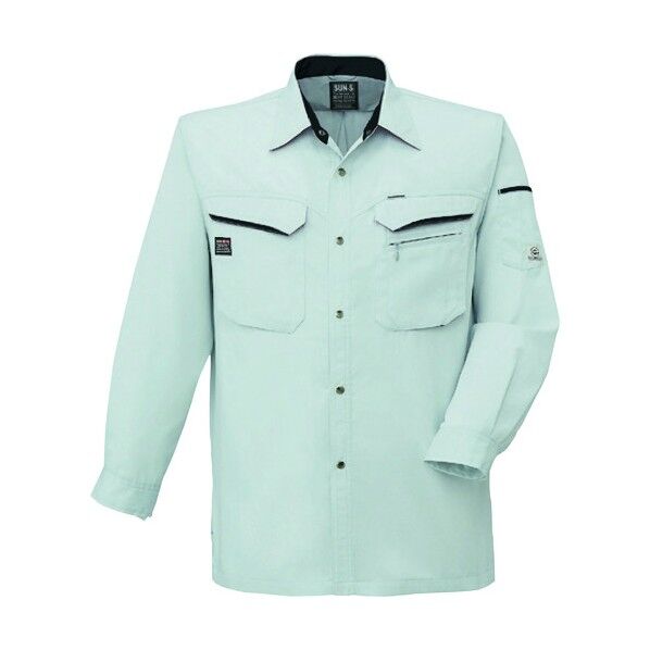 夏 長袖シャツ シルバーXブラック色 LLサイズ WA10479-69-LL 1点