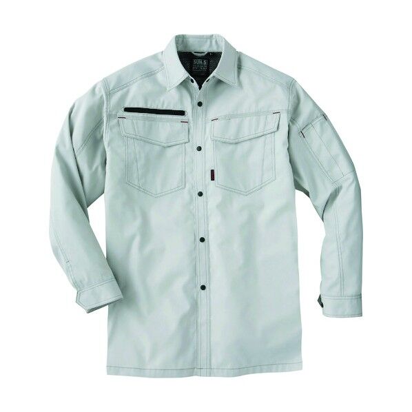 夏 長袖シャツ シルバー色 4Lサイズ WA11719-6-4L 1点