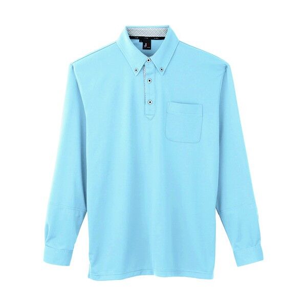 汗ジミ防止長袖ポロシャツ サックス色 Lサイズ JB55171-13-L 1点