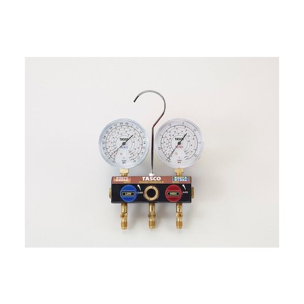 ボールバルブ式ゲージマニホールドキット(ホース・ケース無し)(R404A、R407C、R507A、R134a) TA124W-1 1