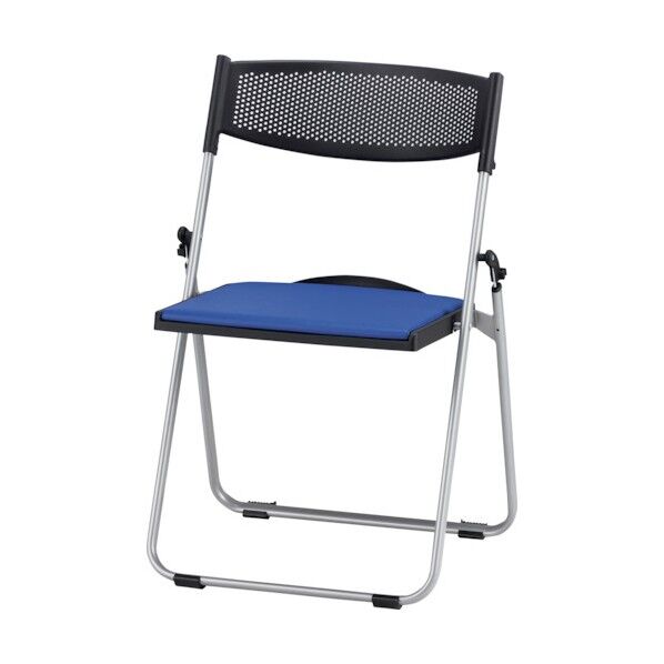 アルミパイプ椅子 座面パッド付折りたたみチェア ネイビー NFA-700-NB 1点