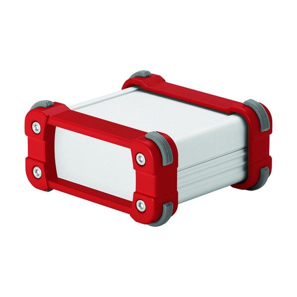 コーナーガード付アルミケース EMCシールドタイプ シルバー/レッド EXPE20-6-25SR 1点