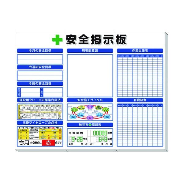 ユニット ◎安全掲示板 (中) 標準タイプ 313-922A 1個