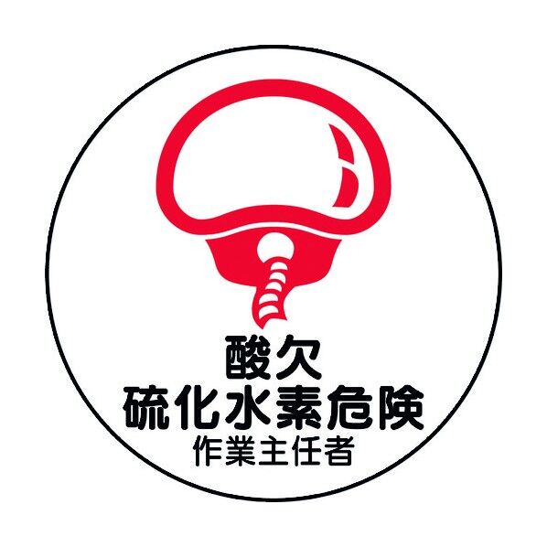 作業主任者ステッカー 酸欠硫化水素危険 370-44 2枚