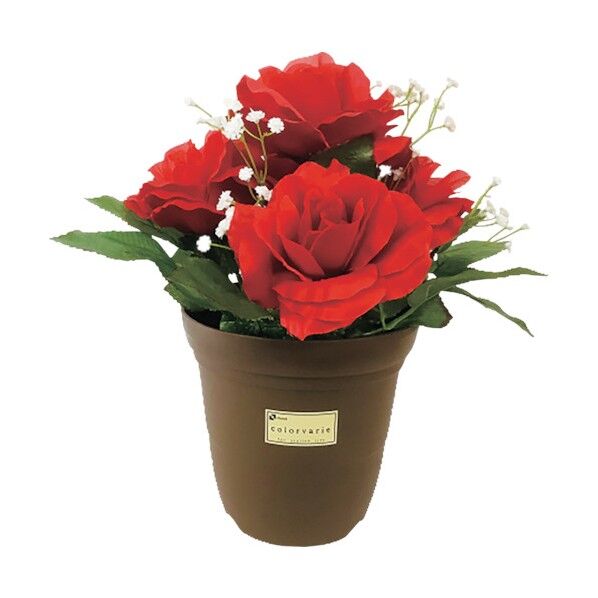 造花鉢 バラ(赤色) 935-43 1点