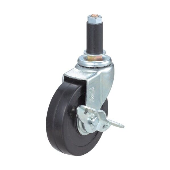 ゴムパイプ差込み式自在キャスター75径導電ゴム車輪