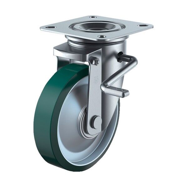 新型プレスキャスター右S付自在車150径ウレタン車輪