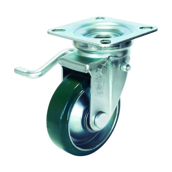産業用キャスター Jシリーズ (プレス製ウレタン車) 自在ダブルストッパー付(左側)