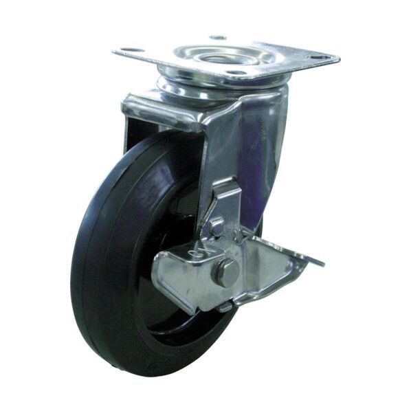 キャスターステンレス製S付自在車150径ナイロンホイルゴム車