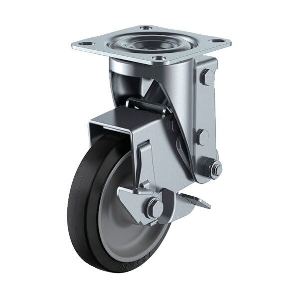 クッションキャスター125径自在車ストッパー付ゴム車輪