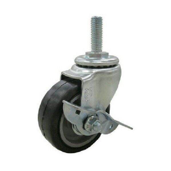 ねじ込みキャスターS付自在車100径ゴム車輪(ベアリング入) ET-100NRBDS-W3/4-40 1