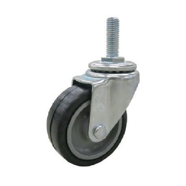 ねじ込みキャスター自在車100径ゴム車輪 ET-100NR-W3/4-40 1